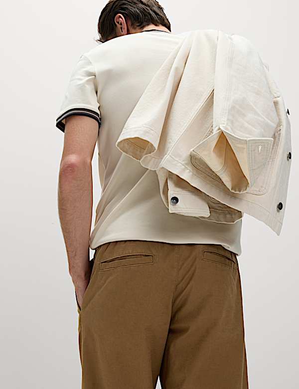 Tapered Fit Cotton Linen Blend Elasticated Trousers - VN