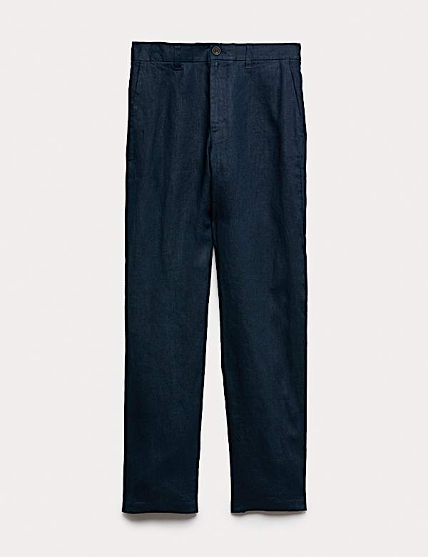 Pure Linen Half- Elasticated Waist Trousers - US