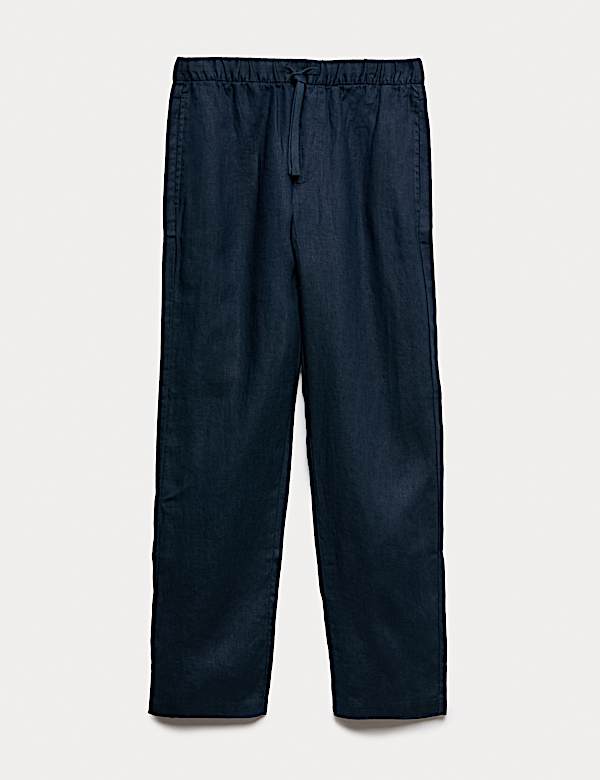 Loose Fit Pure Linen Elasticated Waist Trousers - ES