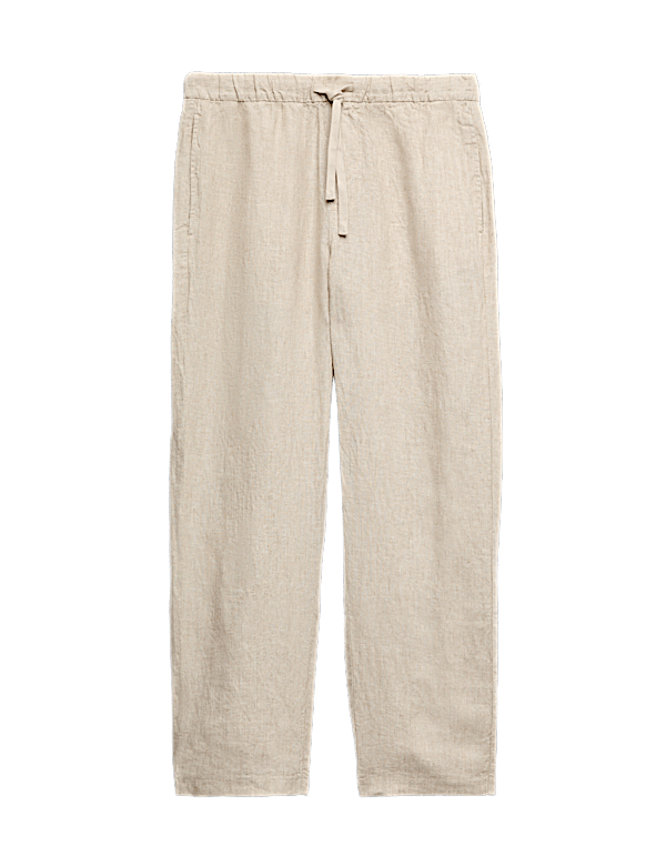 Loose Fit Pure Linen Elasticated Waist Trousers