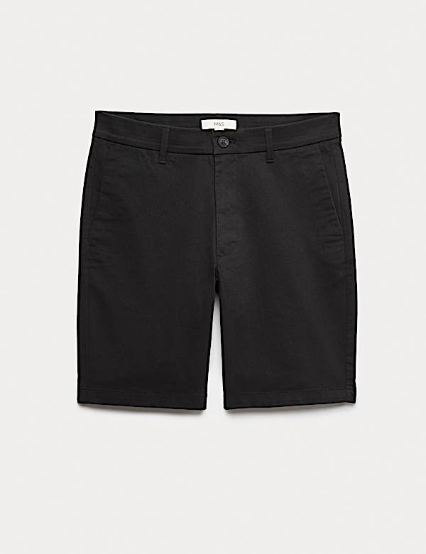 Short chino coupe cintr&eacute;e en tissu extensible - FR