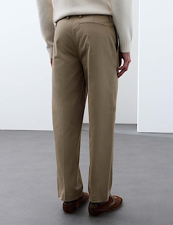Cotton Rich Pleat Front Tapered Trousers - CA