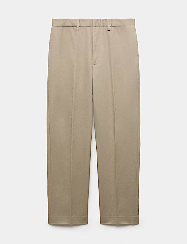 Cotton Rich Pleat Front Tapered Trousers - CA