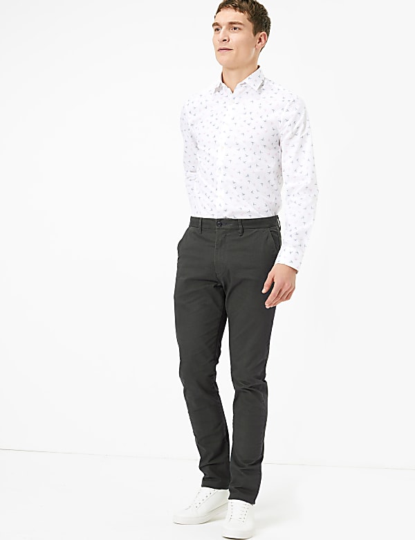 Slim Fit Printed Stretch Chinos