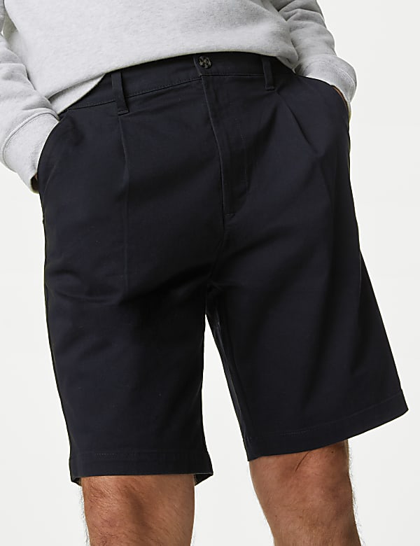 Single Pleat Stretch Chino Shorts - SE