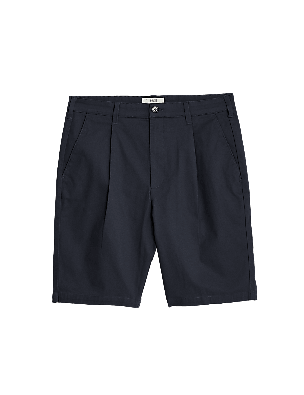 Single Pleat Stretch Chino Shorts