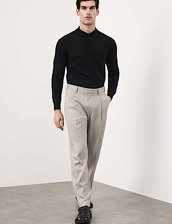 Tapered Fit Lyocell Rich Trousers - MX