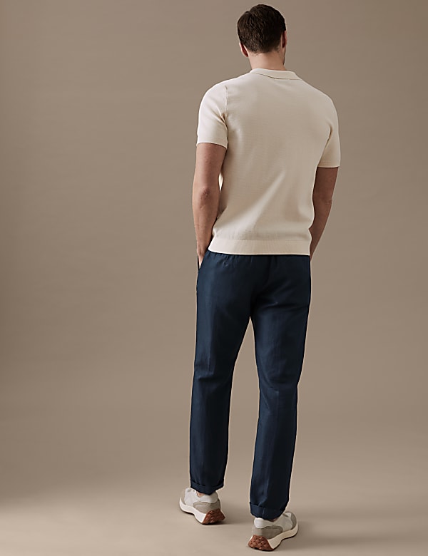 Tapered Fit Linen Blend Trousers