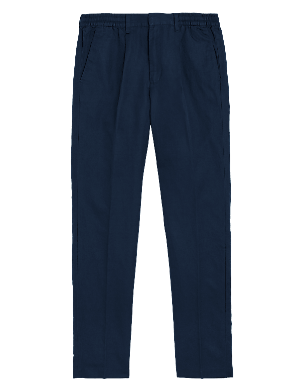 Tapered Fit Linen Blend Trousers