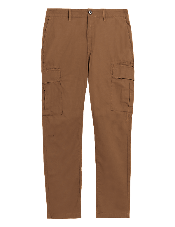 Slim Fit Pure Cotton Ripstop Cargo Trousers