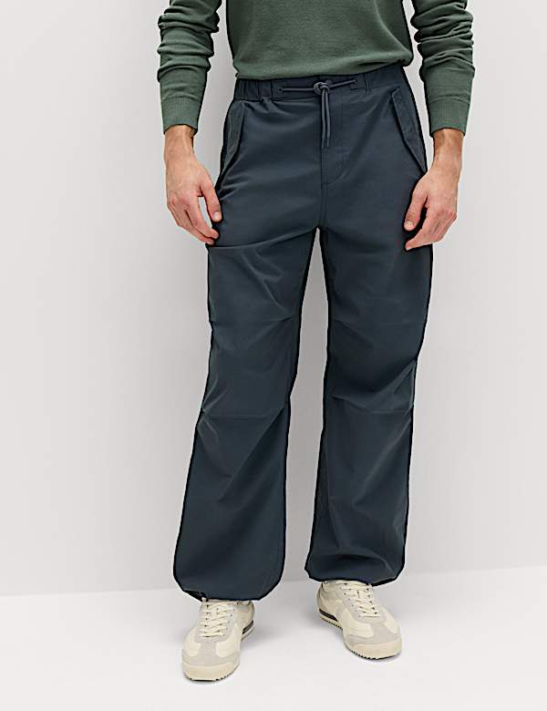 Loose Fit Elasticated Waist Parachute Trousers - KR