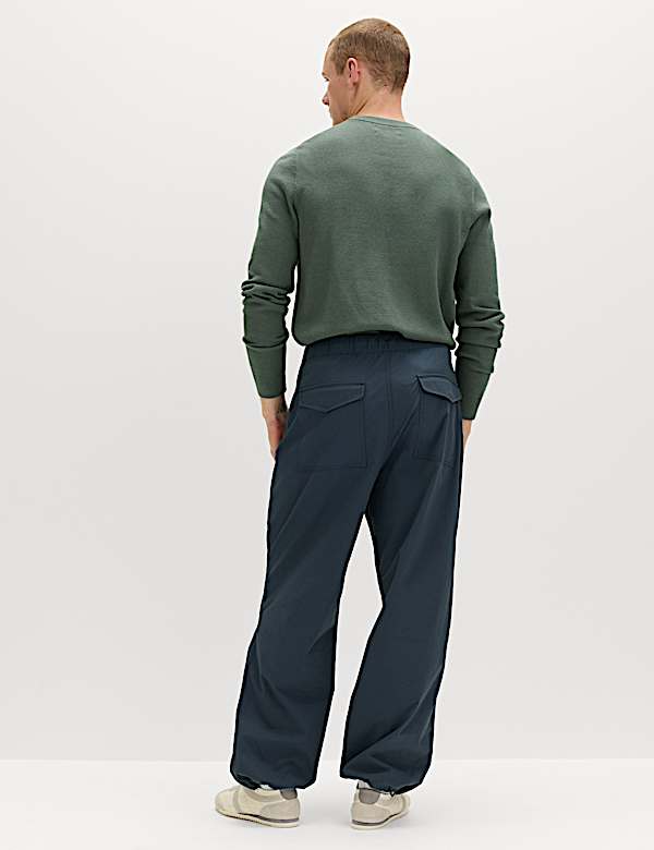 Loose Fit Elasticated Waist Parachute Trousers - KR