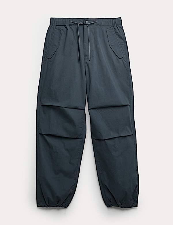 Loose Fit Elasticated Waist Parachute Trousers - KR