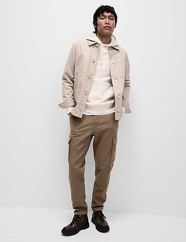 Tapered Fit Stretch Cargo Trousers