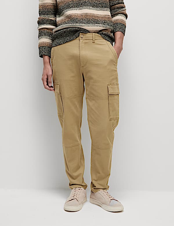 Tapered Fit Stretch Cargo Trousers
