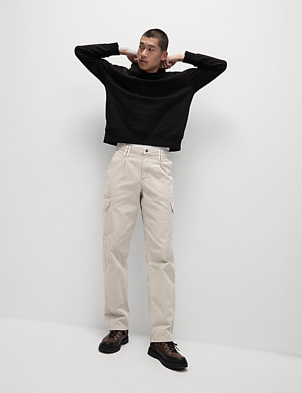Loose Fit Pure Cotton Textured Cargo Trousers - IT
