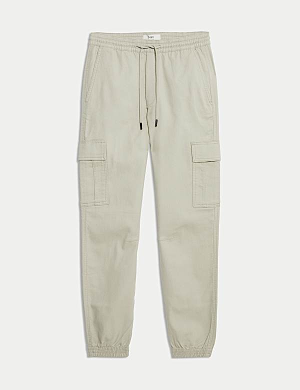 Slim Fit Stretch Cuffed Cargo Trousers - BG