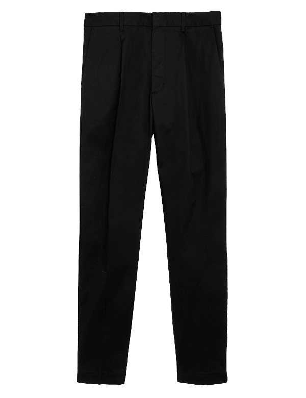 Tapered Fit Pleat Front Stretch Chinos