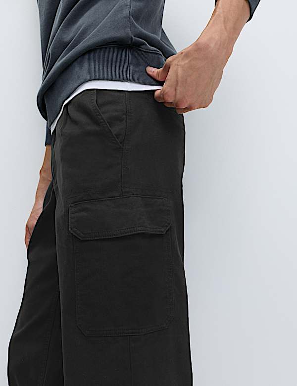 Celana Panjang Kargo Katun Murni Loose Fit - ID