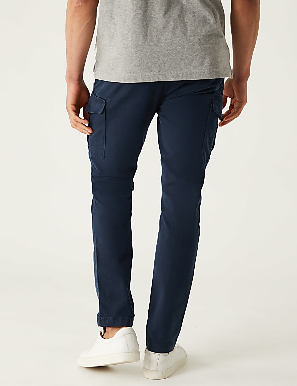 Slim Fit Textured Stretch Cargo Trousers