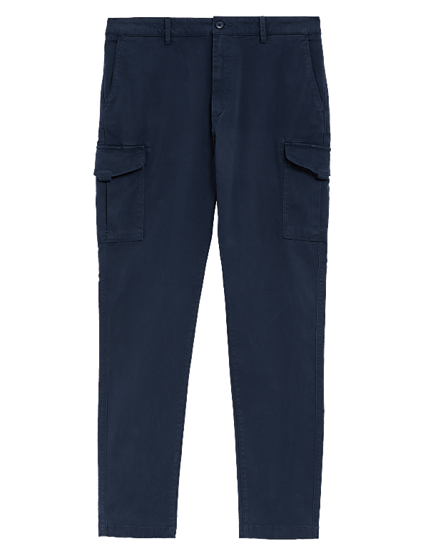 Slim Fit Textured Stretch Cargo Trousers