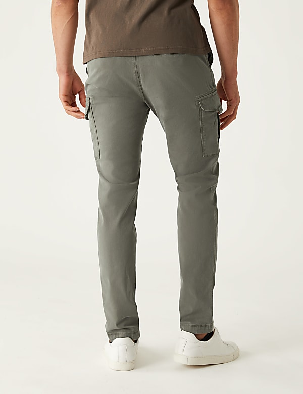 Slim Fit Textured Stretch Cargo Trousers