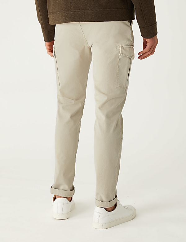 Slim Fit Textured Stretch Cargo Trousers