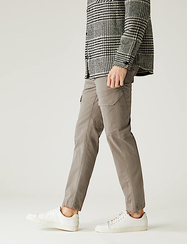 Slim Fit Elasticated Waist Cargo Trousers