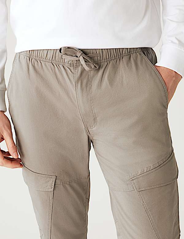 Slim Fit Elasticated Waist Cargo Trousers