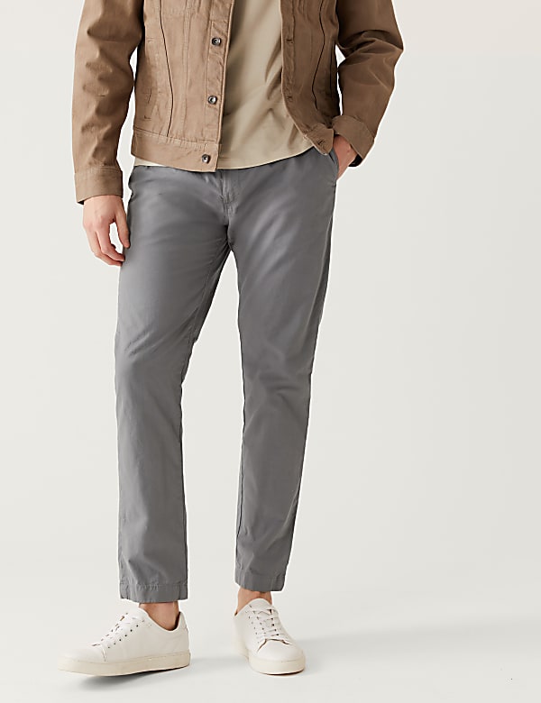 Slim Fit Half Elasticated Waist Trousers