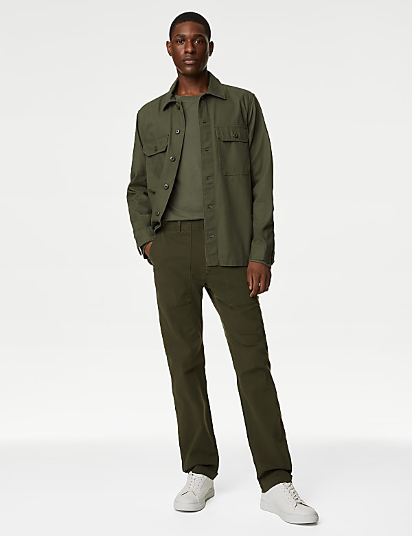Straight Fit Utility Stretch Trousers