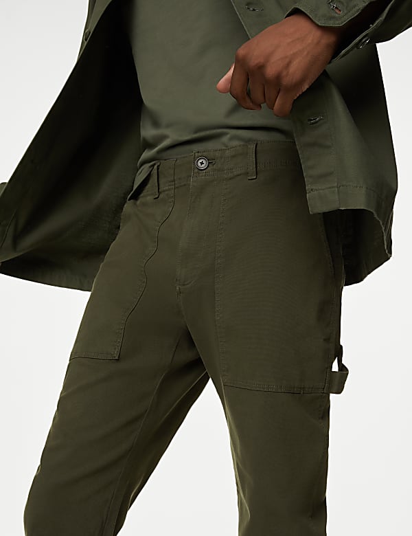 Straight Fit Utility Stretch Trousers