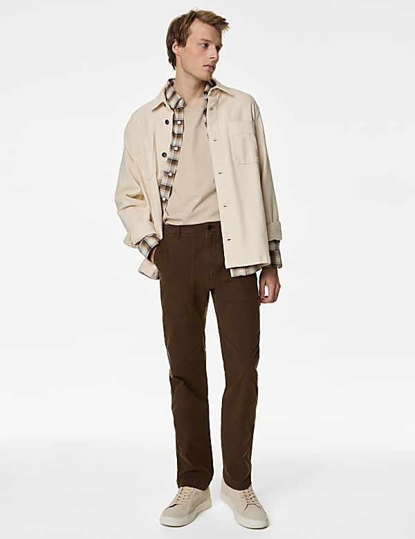 Straight Fit Utility Stretch Trousers
