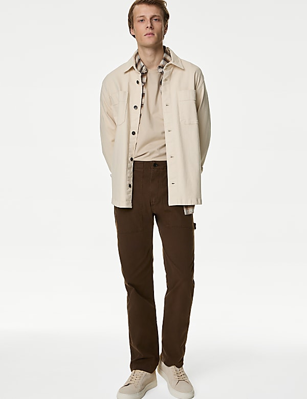 Straight Fit Utility Stretch Trousers