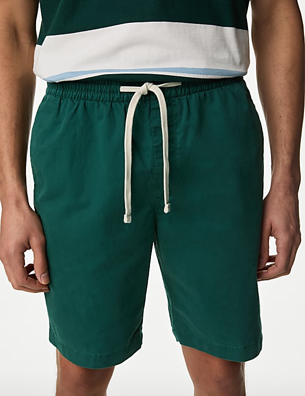 Pure Cotton Elasticated Waist Shorts DARK GREEN Shorts M S NZ