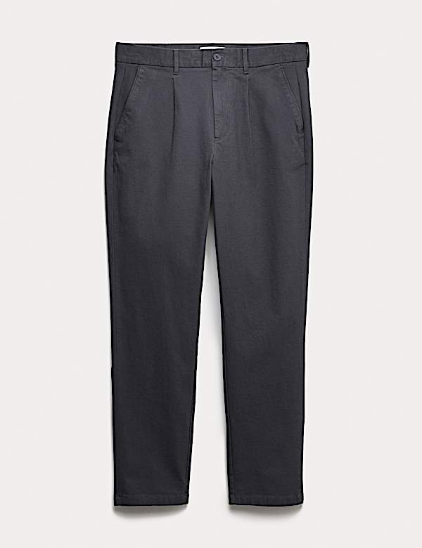 Tapered Fit Textured Dobby Pleat Front Chinos - SE