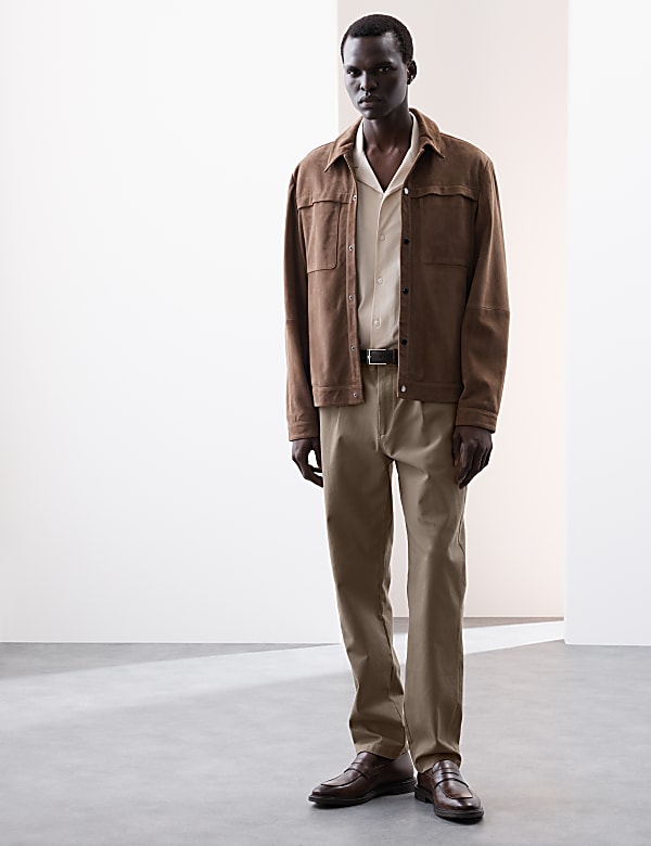 Regular Fit Textured Dobby Pleat Front Chinos - JO