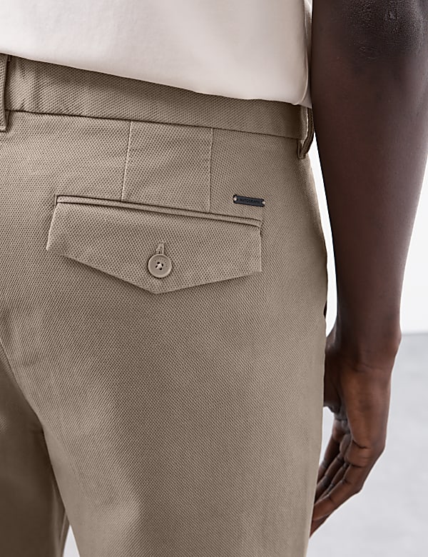 Regular Fit Textured Dobby Pleat Front Chinos - JO