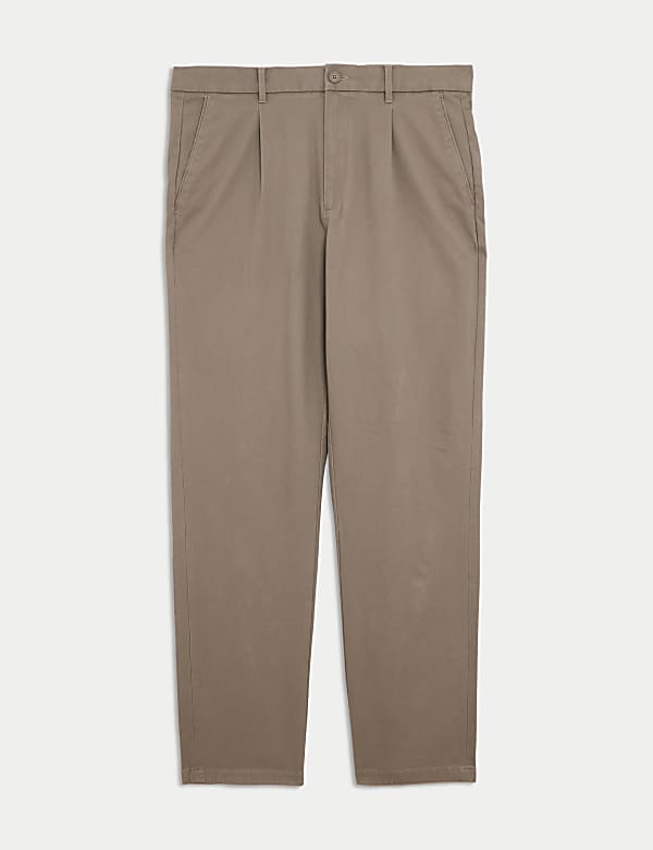 Regular Fit Textured Dobby Pleat Front Chinos - JO