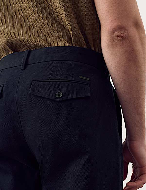Tapered Fit Textured Dobby Pleat Front Chinos