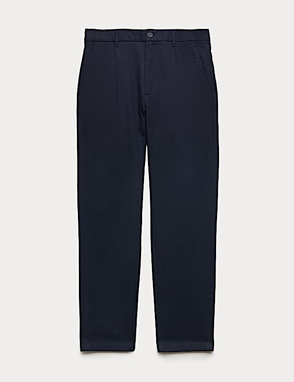 Tapered Fit Textured Dobby Pleat Front Chinos