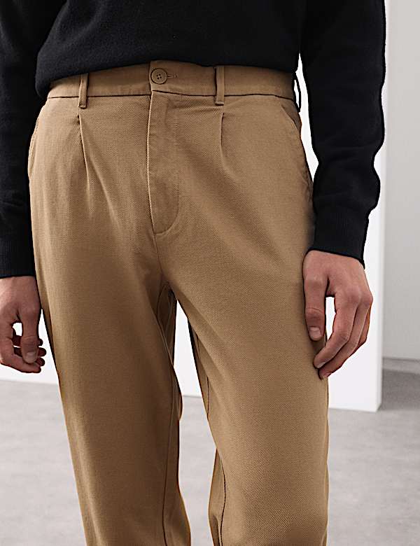 Chinos en dobby textur&eacute; coupe fusel&eacute;e &agrave; pli Dobby - LU