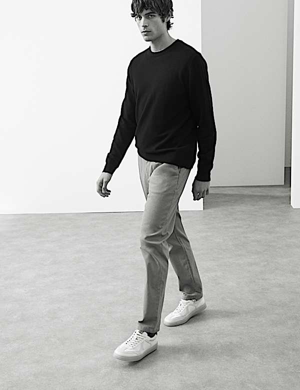 Chinos en dobby textur&eacute; coupe fusel&eacute;e &agrave; pli Dobby - LU