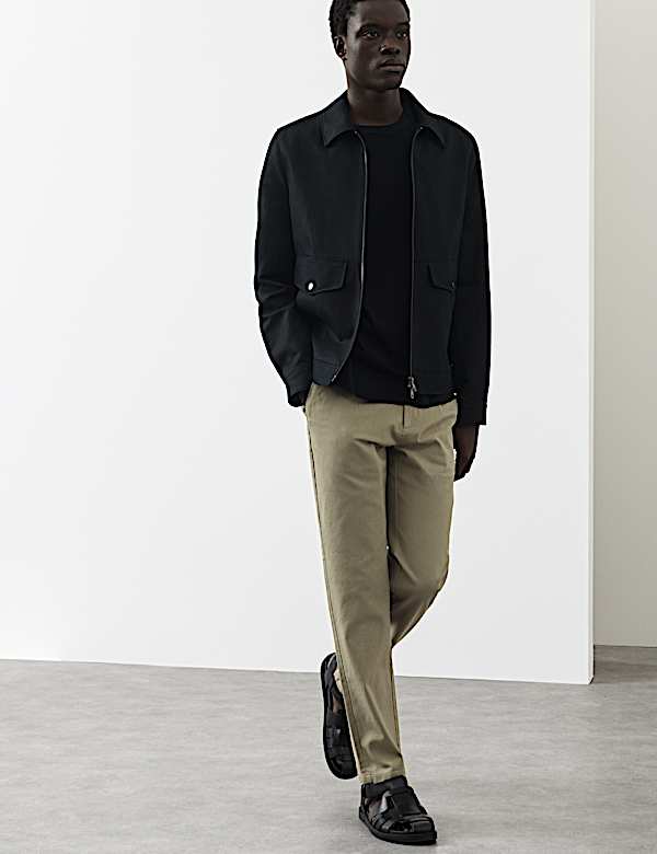 Tapered Fit Textured Dobby Pleat Front Chinos - JO