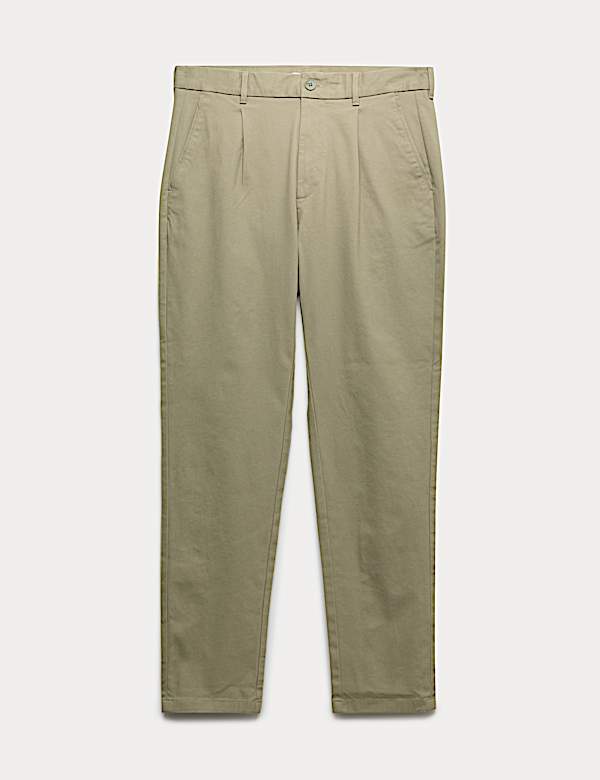 Tapered Fit Textured Dobby Pleat Front Chinos - JO