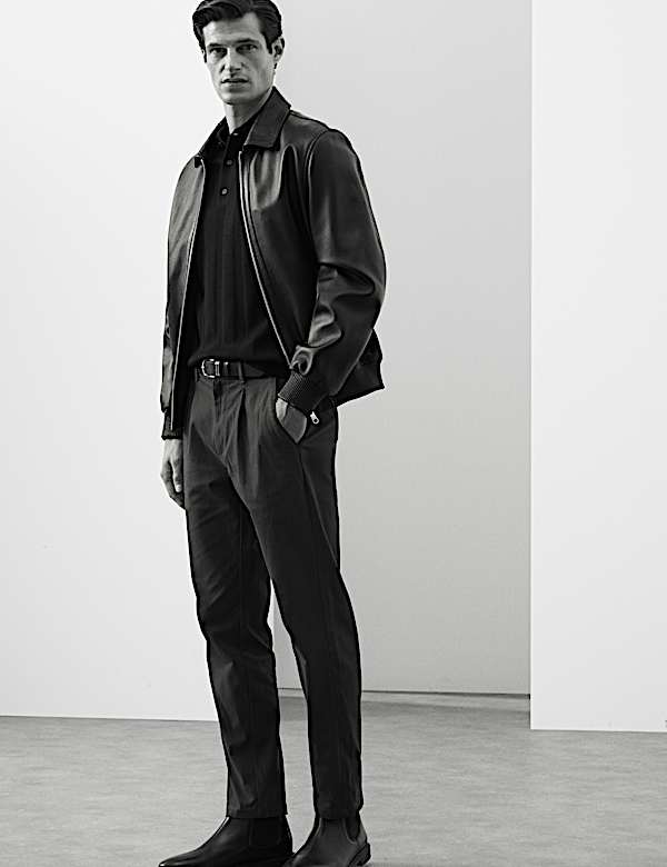 Regular Fit Textured Dobby Pleat Front Chinos
