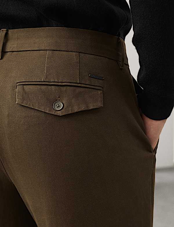 Regular Fit Textured Dobby Pleat Front Chinos