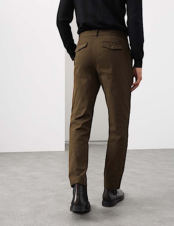 Regular Fit Textured Dobby Pleat Front Chinos