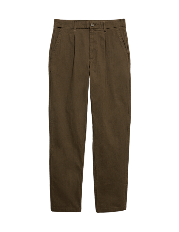 Regular Fit Textured Dobby Pleat Front Chinos