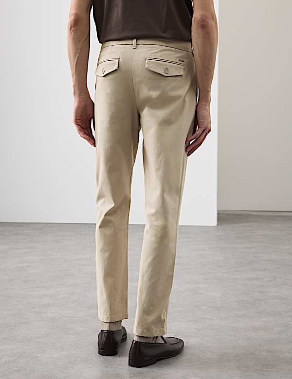 Tapered Fit Textured Dobby Pleat Front Chinos